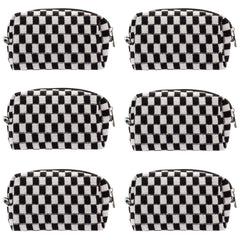 PAZIMIIK bolso de maquillaje a cuadros de 6 piezas, perfecto para viajar y organizar cosméticos.