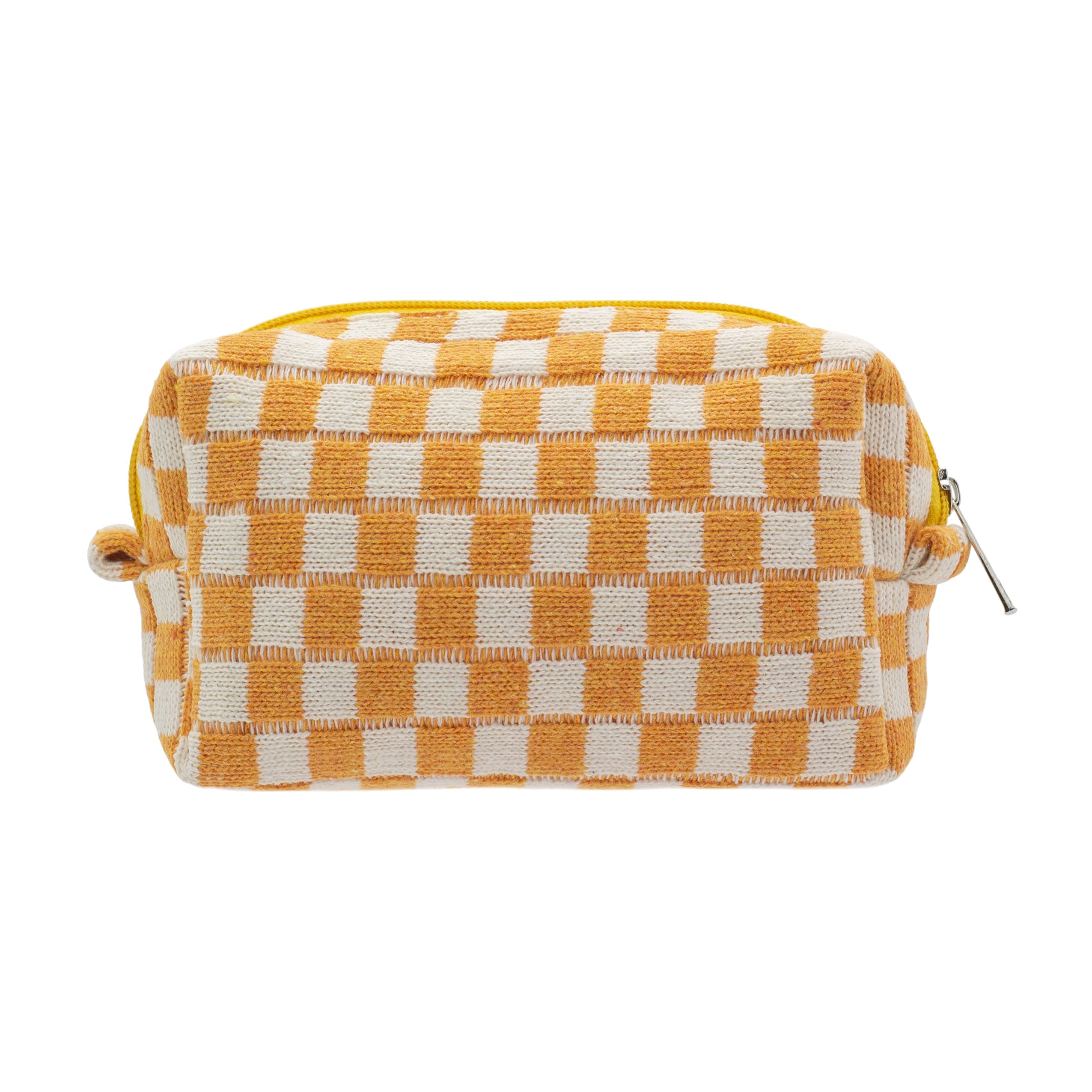 PAZIMIIK bolso maquillaje cuadros naranja, ideal para organizar cosméticos en casa.