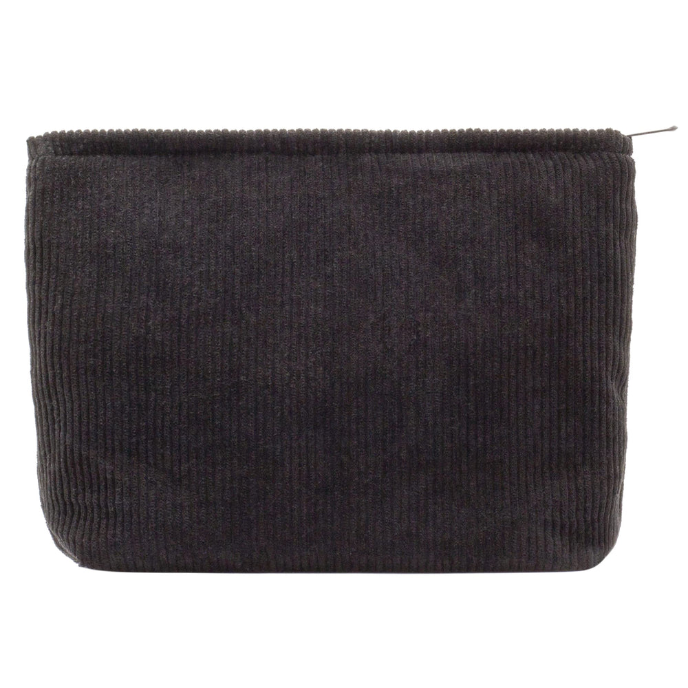 PAZIMIIK bolso de maquillaje grande de pana con cierre plateado, ideal para viaje