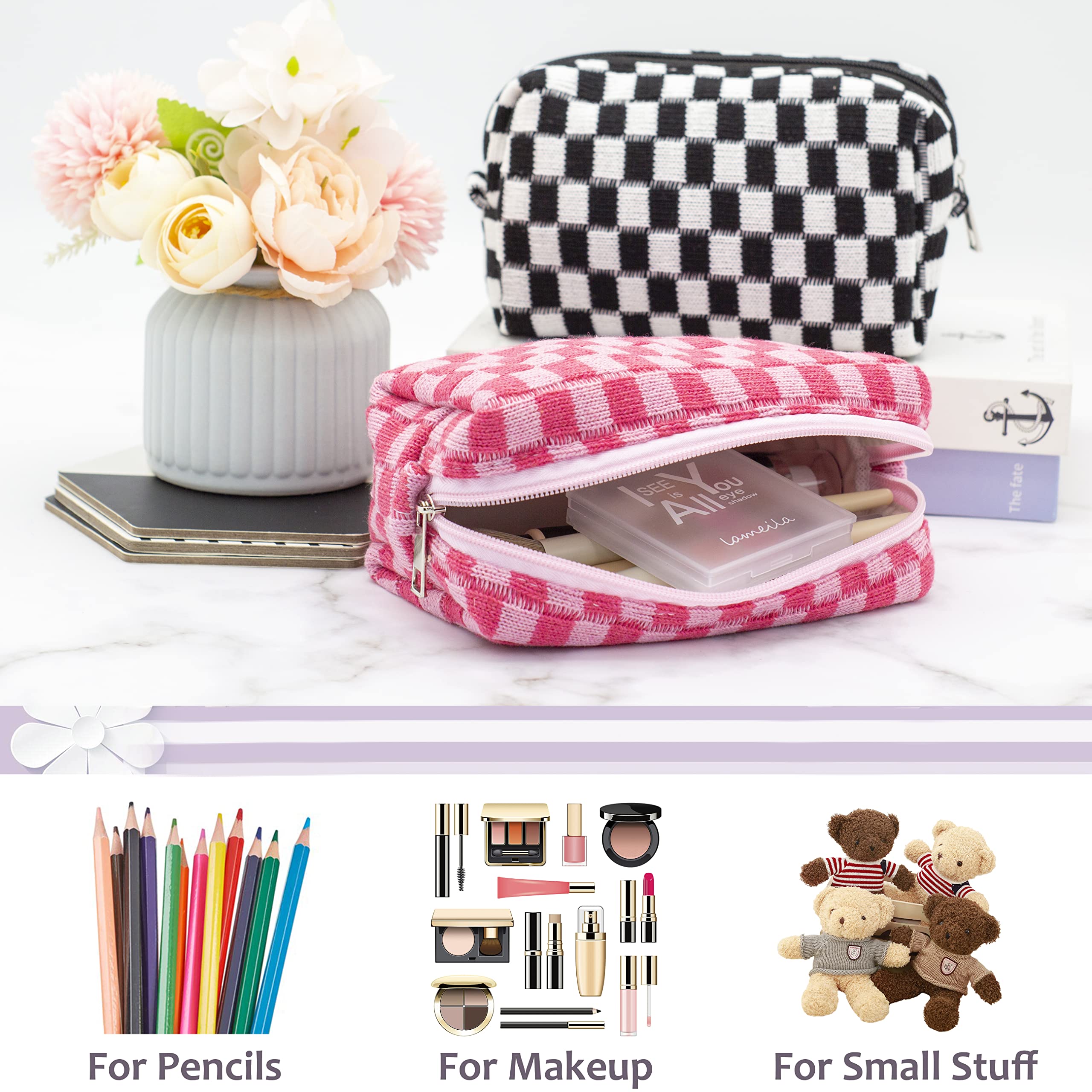 PAZIMIIK bolso maquillaje interior espacioso para esenciales de belleza