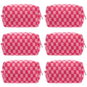 PAZIMIIK neceser maquillaje a cuadros, portátil y práctico para el bolso.