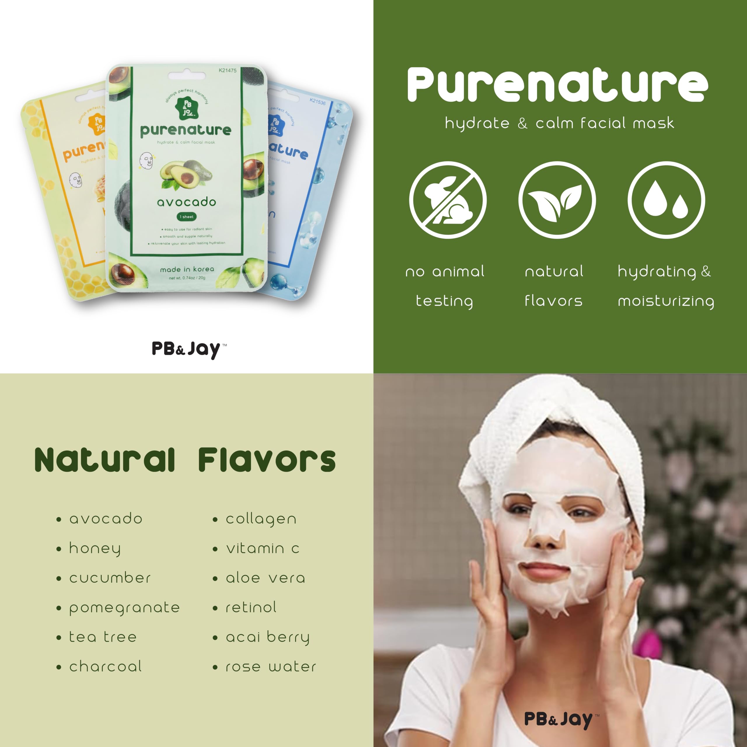 PB & JAY PurNature mascarilla acai, textura suave para piel sensible