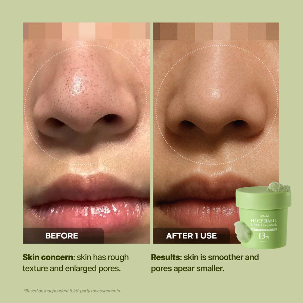 P.CALM aplicación con dedo muestra textura cremosa de la mascarilla