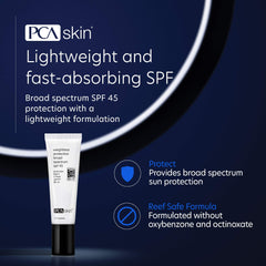 PCA SKIN protector de rayos ultravioleta de espectro amplio SPF 45 para piel sensible