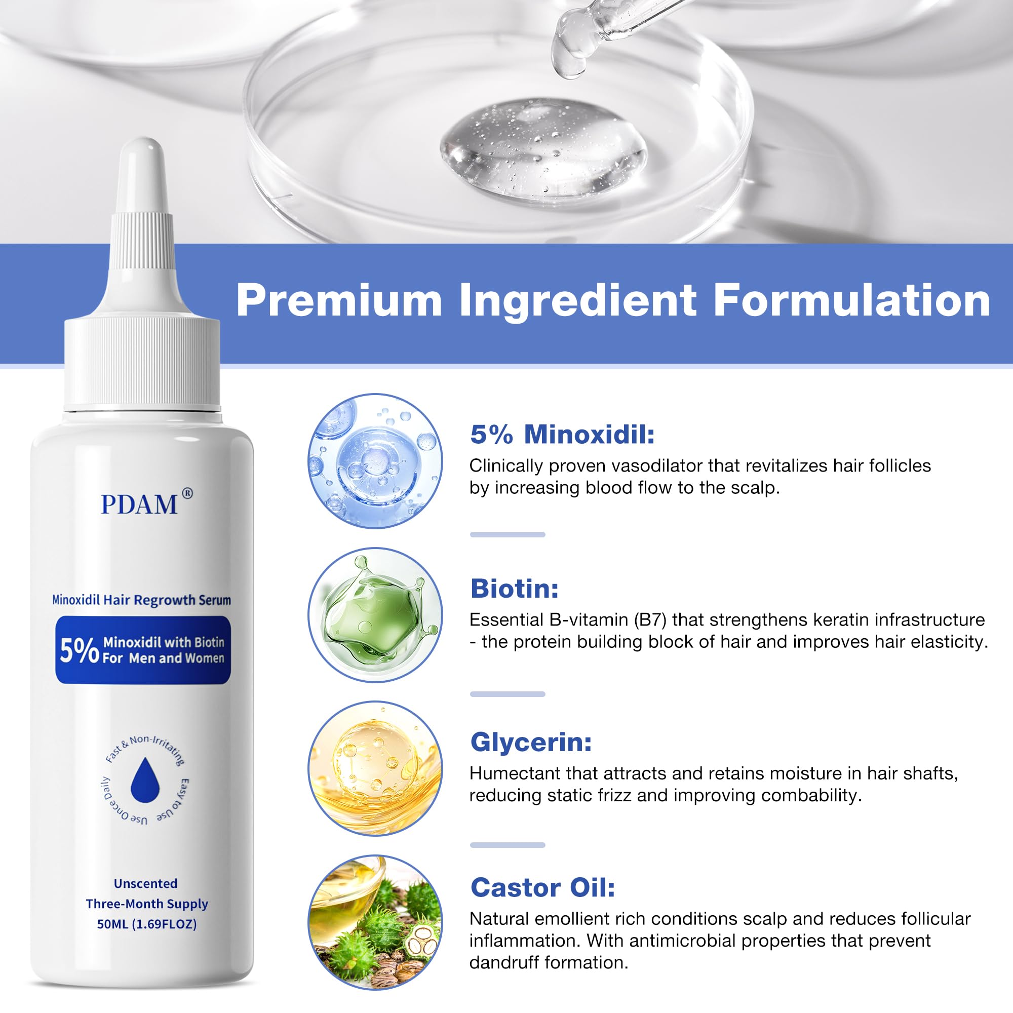 Pdam Minoxidil aceite para barba favorece crecimiento y densidad facial