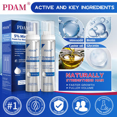 Minoxidil de Pdam para cabello adelgazado en el cuero cabelludo, efecto visual de densidad.