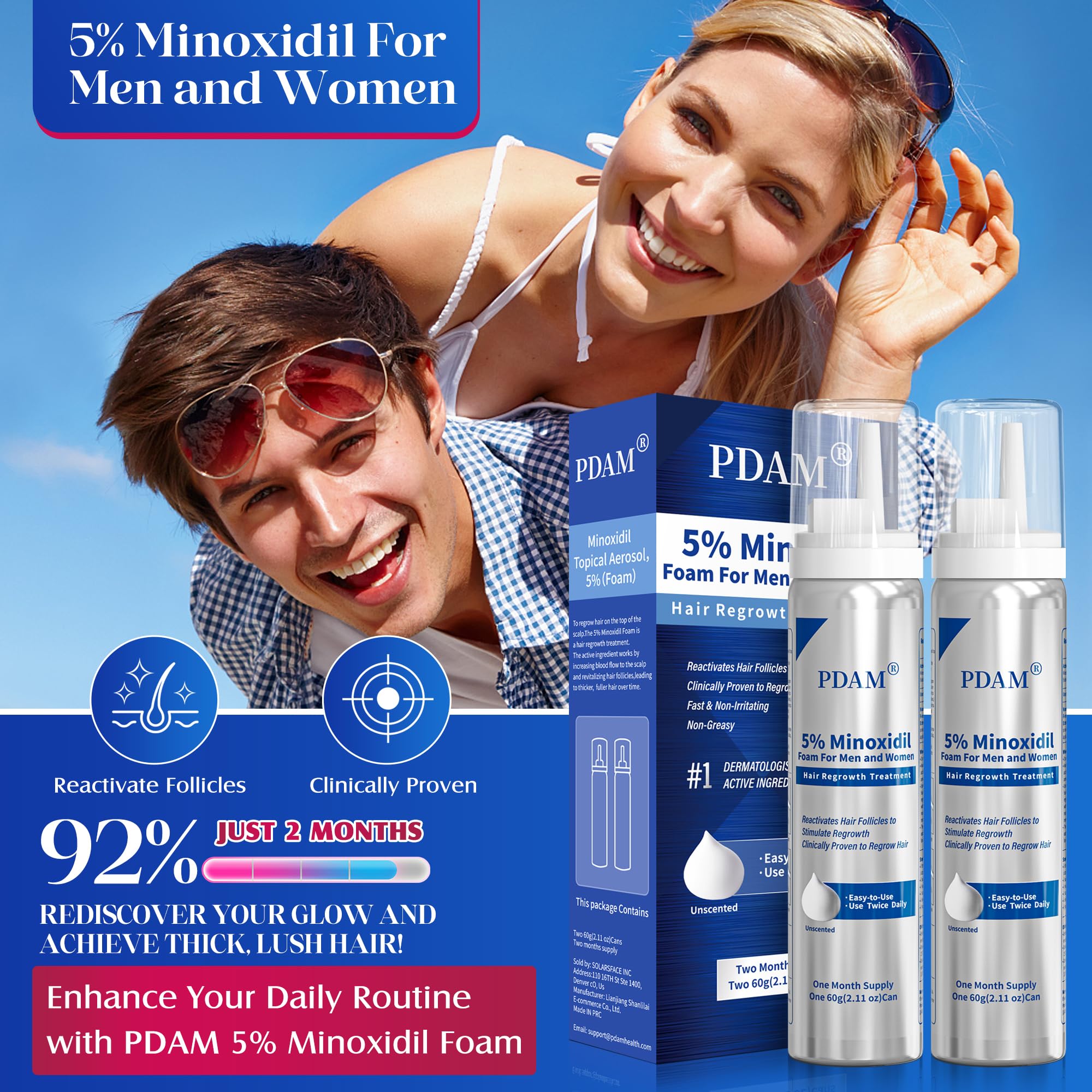 Esponja de absorción rápida: Pdam Minoxidil para cuero cabelludo sin grasa.