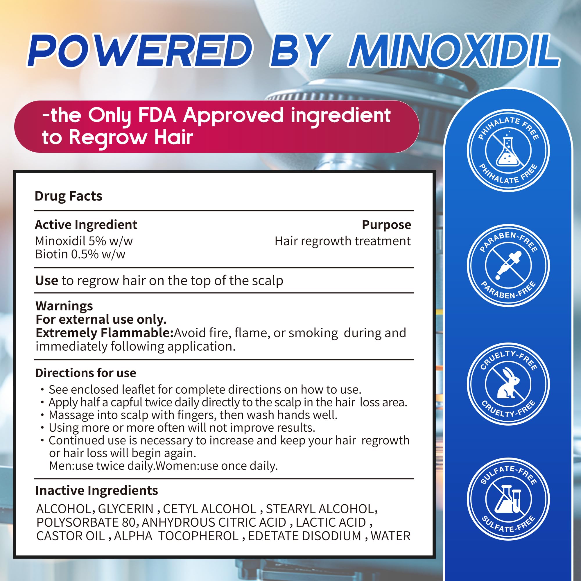 Ritual diario con Pdam Minoxidil para densidad capilar.
