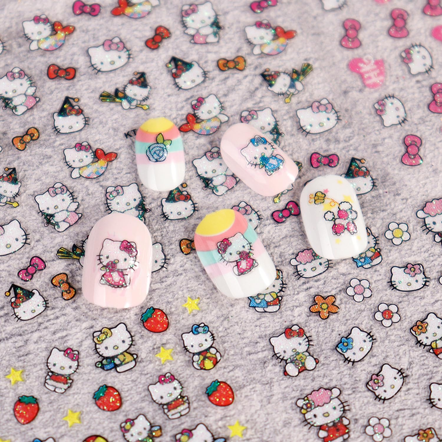 PDFADSK pegatinas para uñas con corazones y lazos para diseño tierno