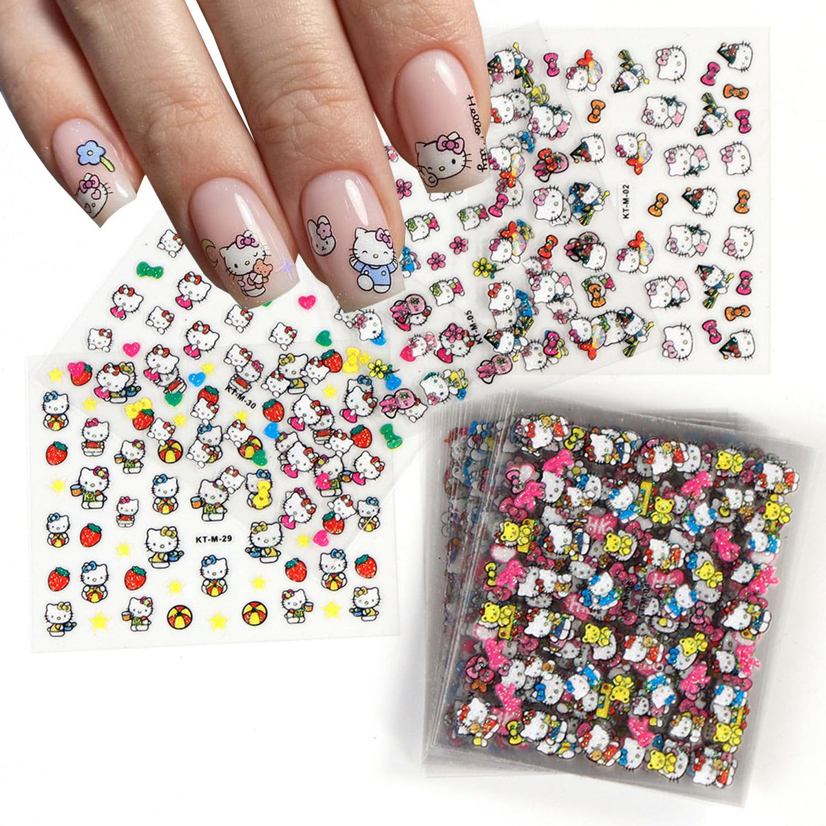 PDFADSK pegatinas para uñas con flores 3D para decoración duradera