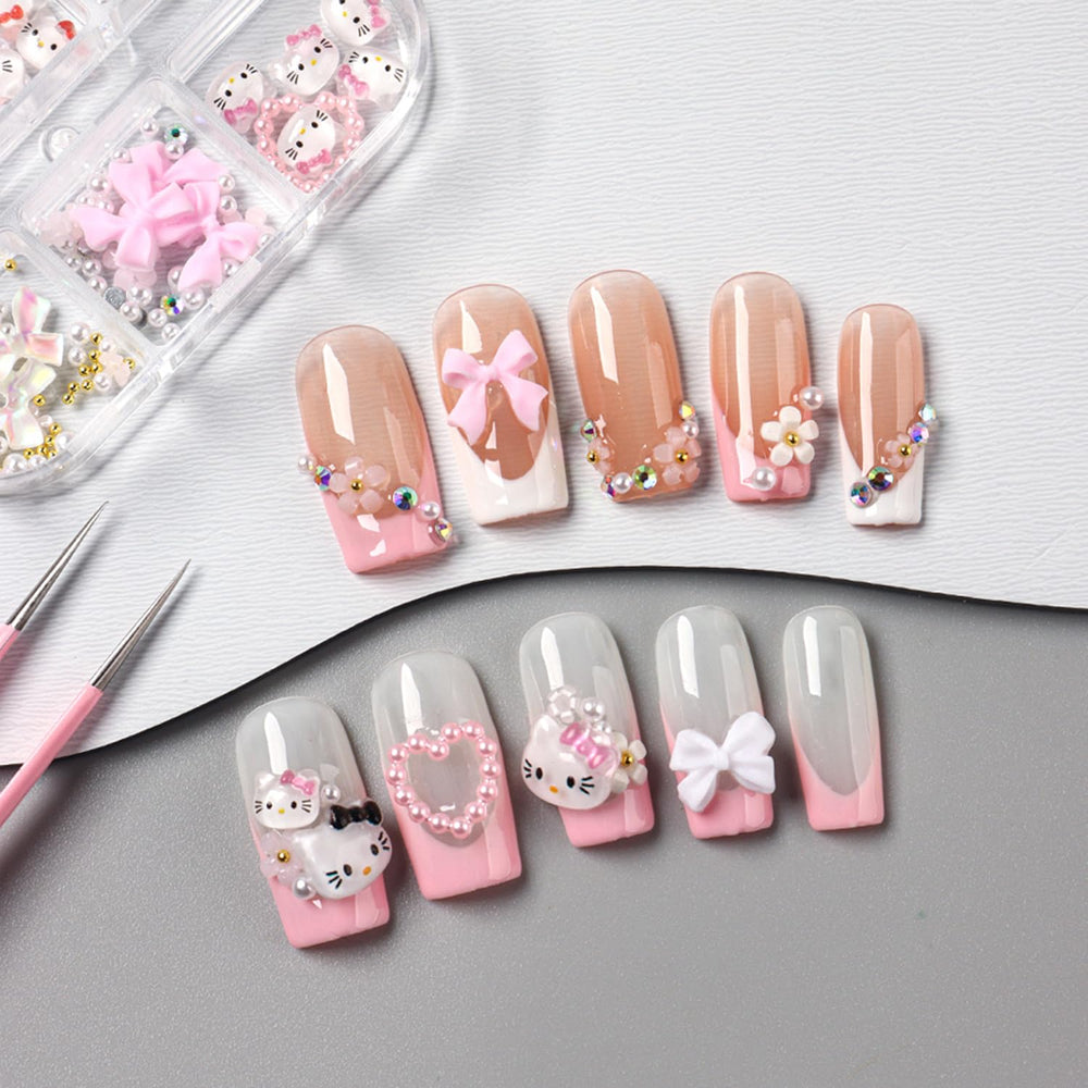 PDFADSK Piezas decorativas para uñas, fáciles de colocar con pegamento