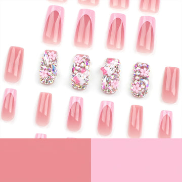 PDFADSK uñas francesas con cristales, diseño deslumbrante para ocasiones especiales.