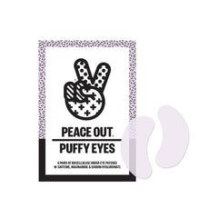 PEACE OUT parches biocelulosa con cafeína para ojos cansados y hinchados.