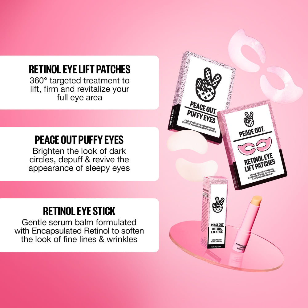 Parche de ojos PEACE OUT para uso en rutinas de belleza y cuidado