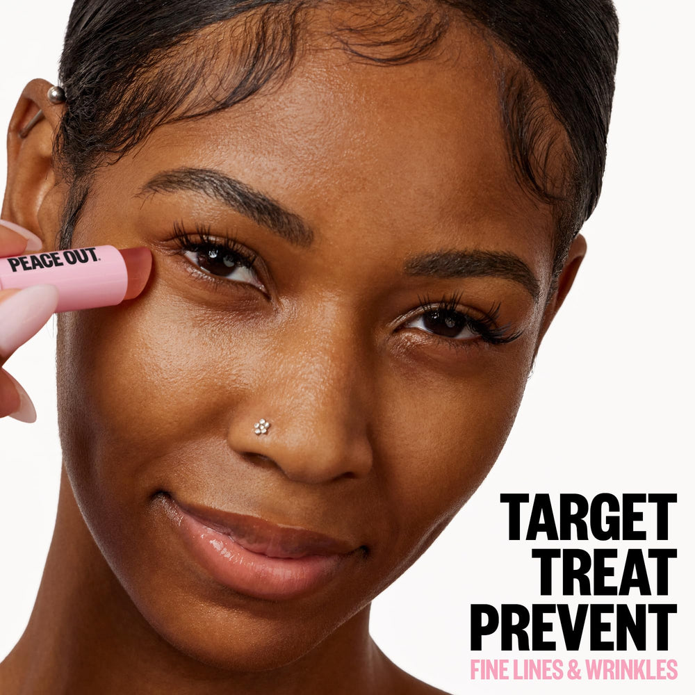 Peace Out Retinol Eye Jelly Stick showing reduced look of dark circles and puffiness with regular use