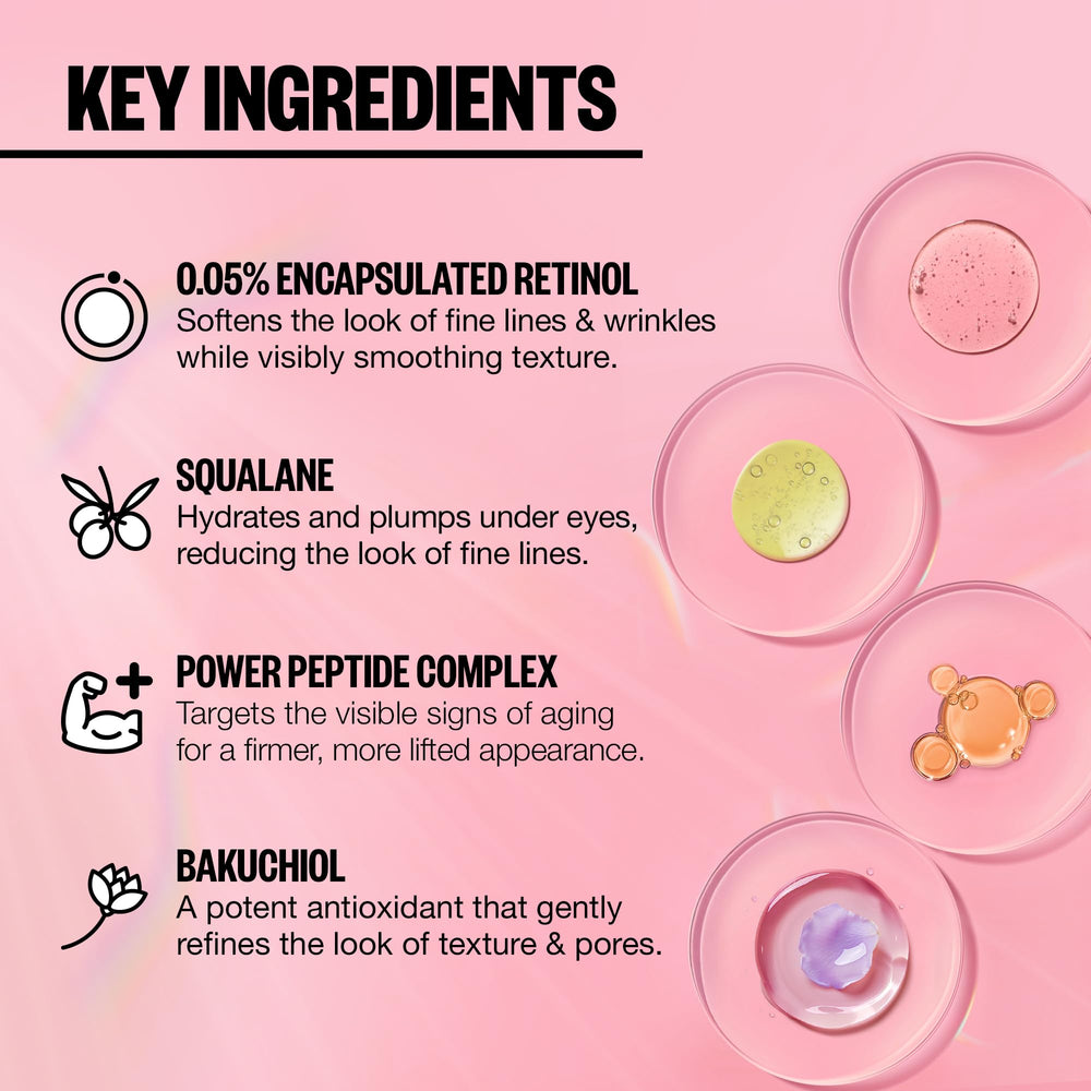 Peace Out Retinol Eye Jelly Stick close-up highlighting peptides and vegan squalane for hydrated, firmer-looking skin