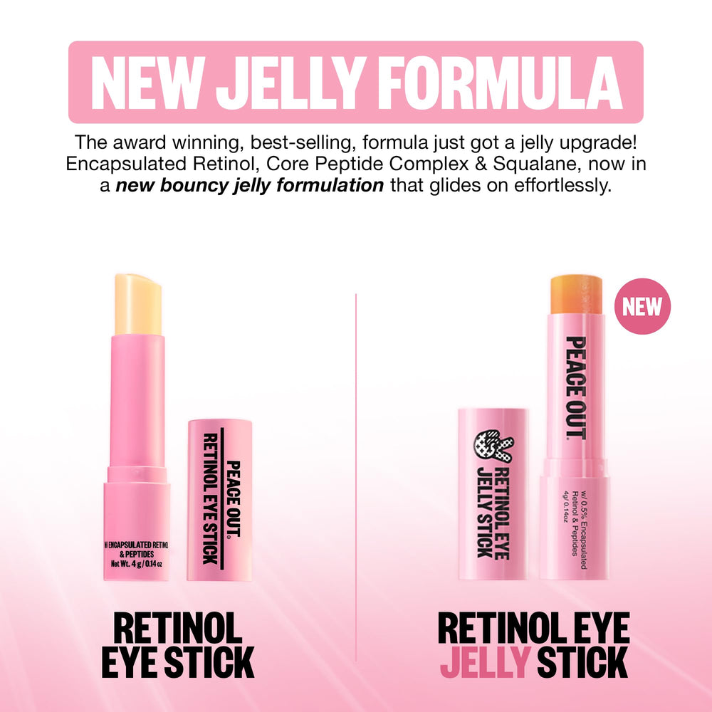 Peace Out Retinol Eye Jelly Stick texture gliding on skin demonstrating hydration without heaviness