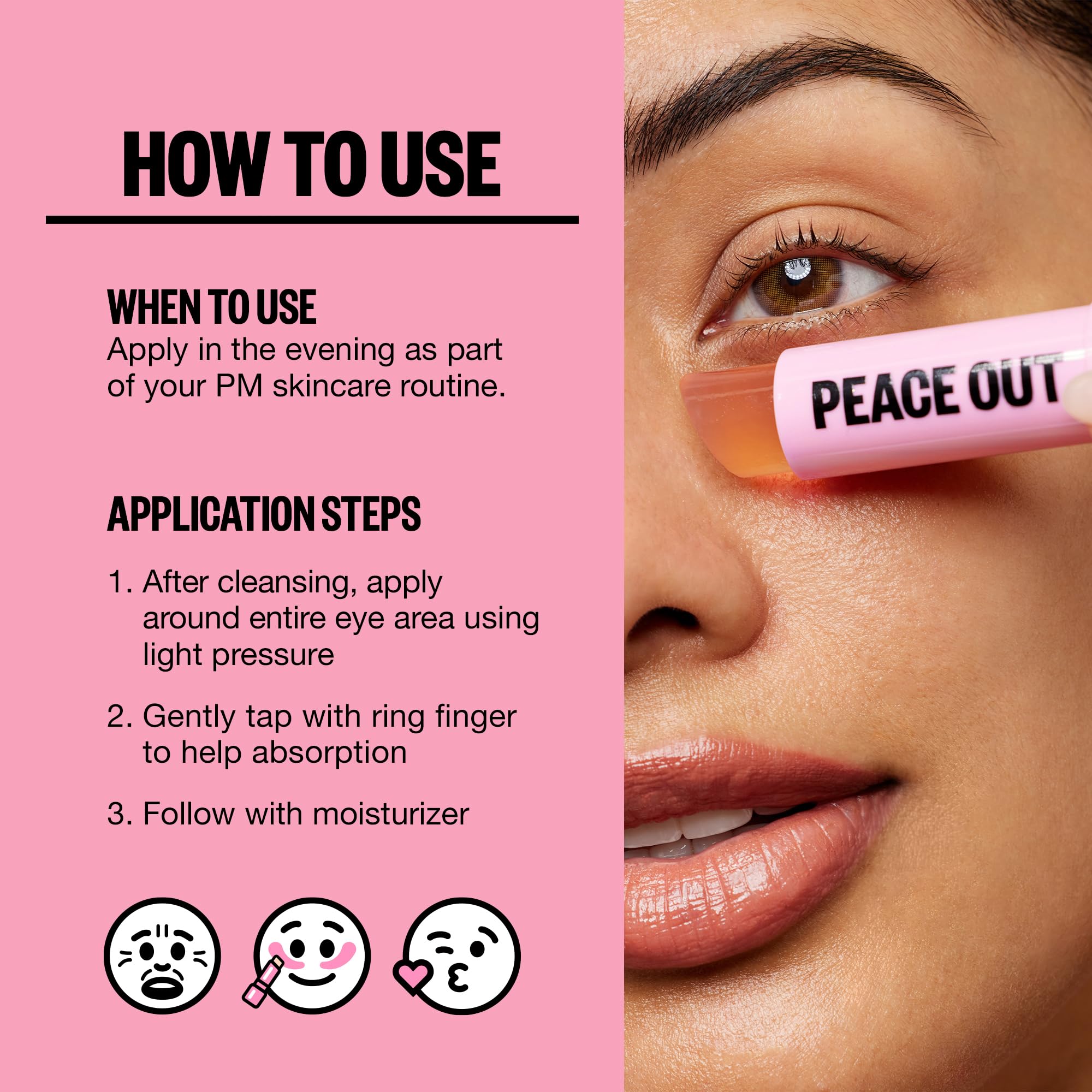 Peace Out Retinol Eye Jelly Stick night routine shot illustrating gentle renewal