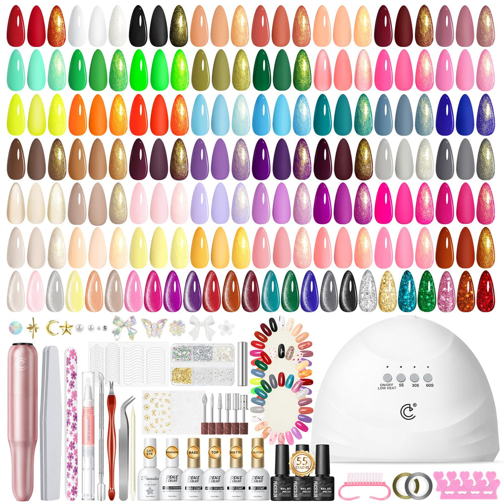 Peacecolor 83Pcs kit lampara UV para curar uñas rapidamente y durabilidad