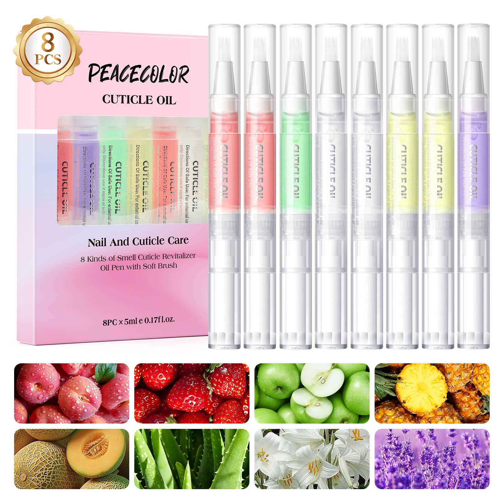 Peacecolor lapiz aceite cuticula con lirio, hidratación suave para uñas