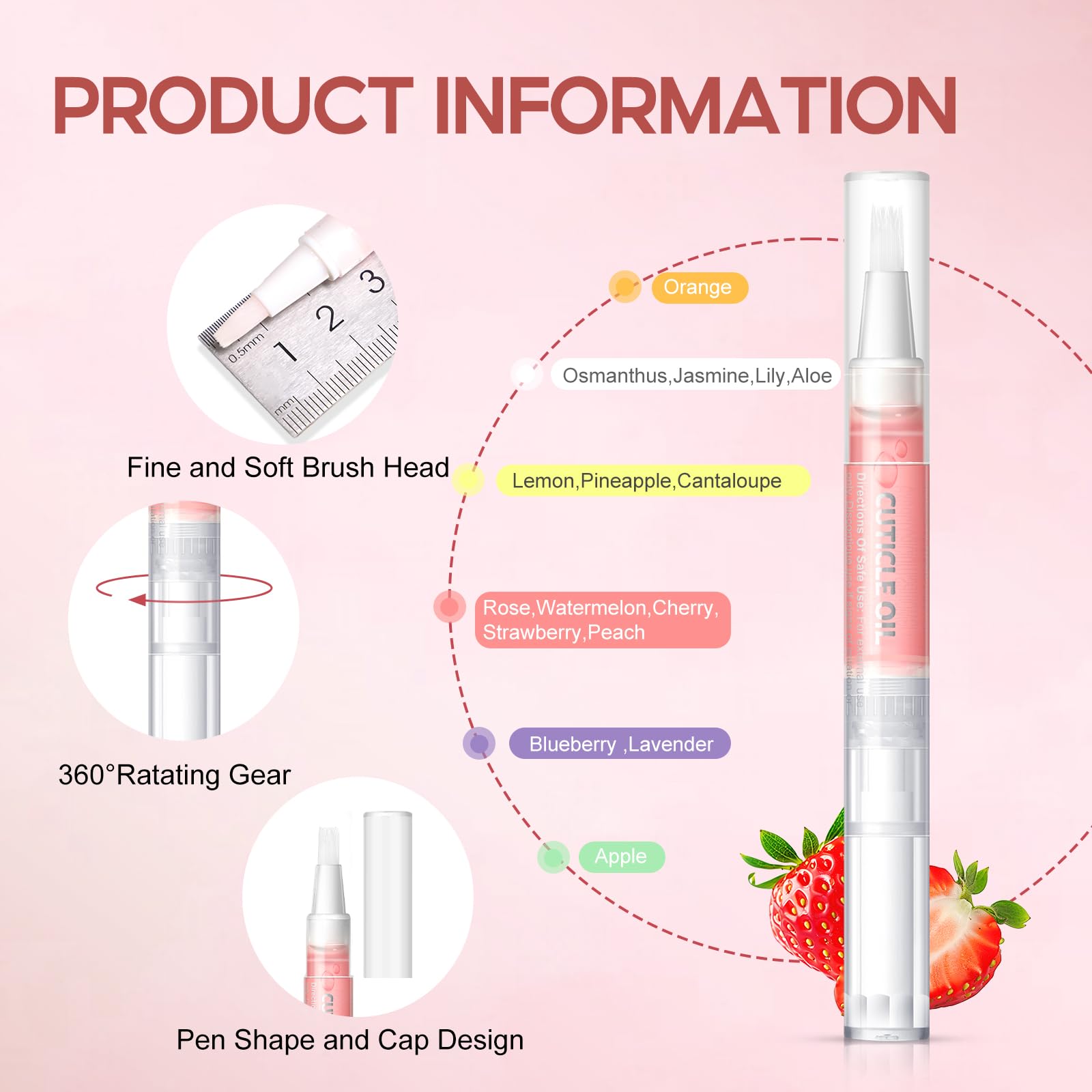 Peacecolor lapiz melon-cantalupo, hidratación duradera para cutículas