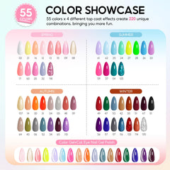 Con PEACECOLOR gel, 56 colores para crear estilos variados.
