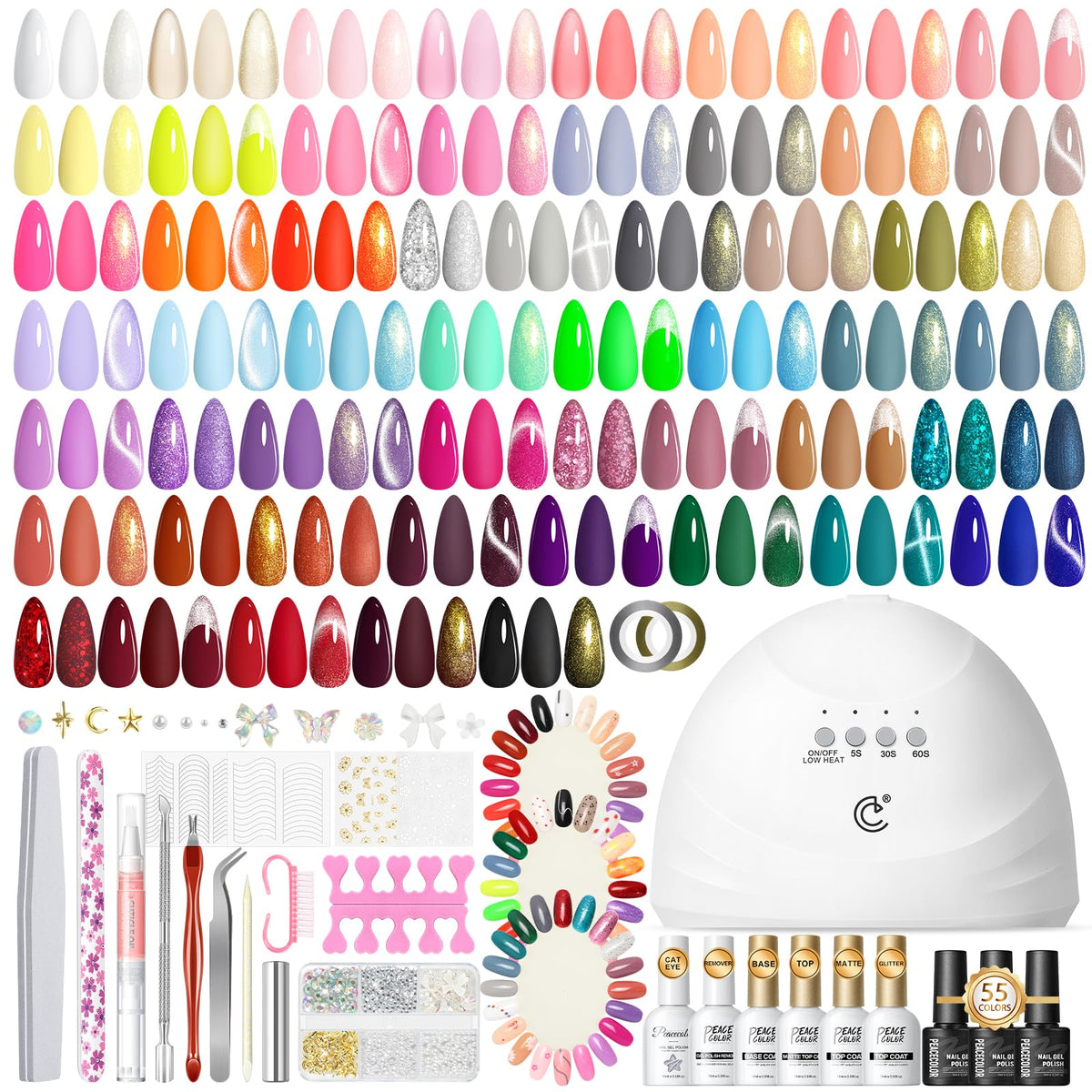 Kit PEACECOLOR para uñas en gel con lámpara UV, 82 piezas.
