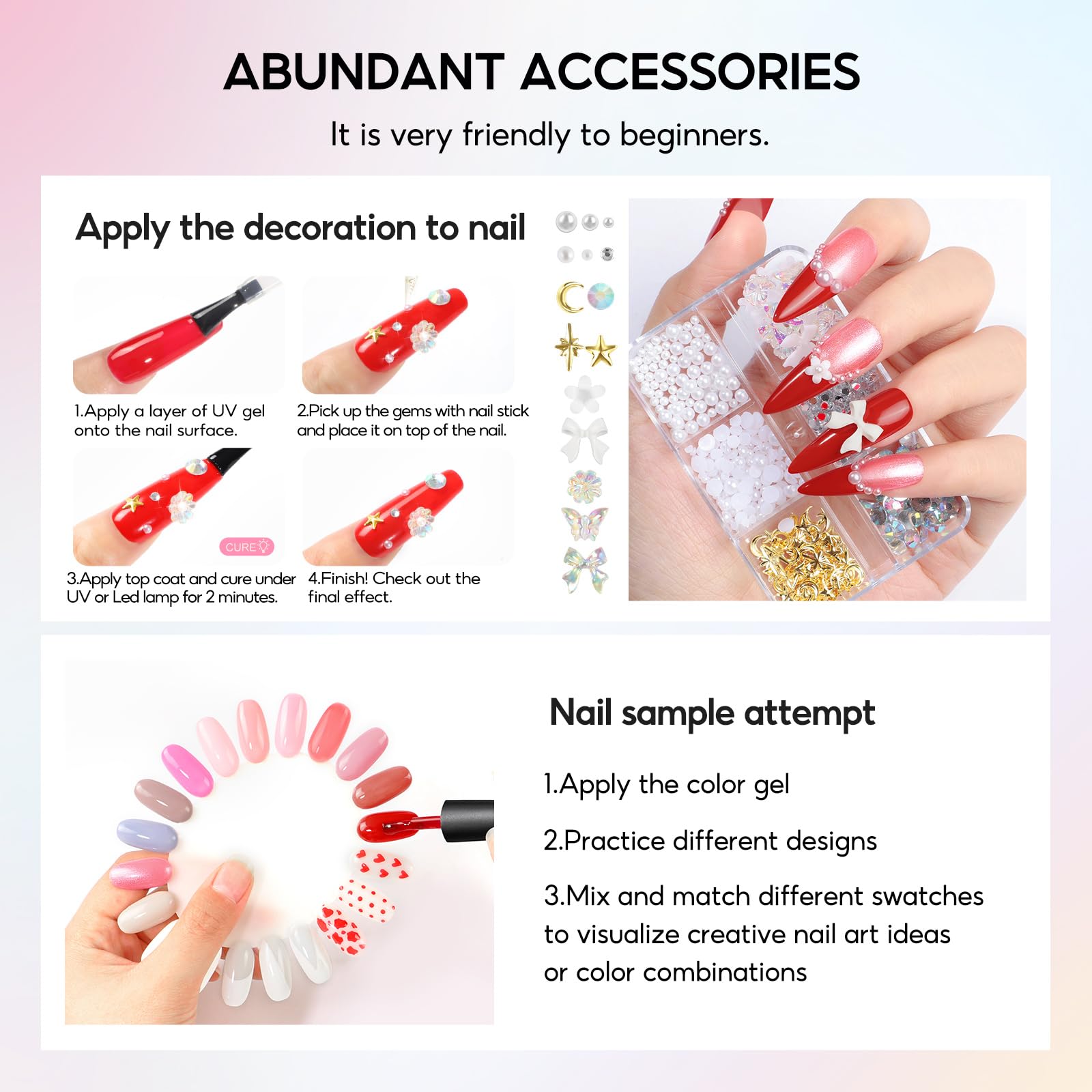 Pegatinas de arte de uñas PEACECOLOR para diseños rápidos.