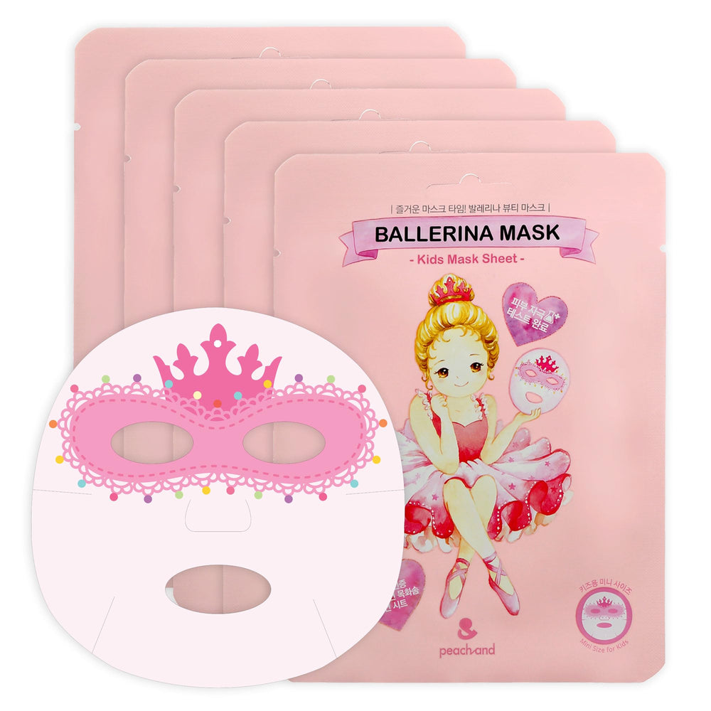 Peach and mascarilla facial infantil con diseño bailarina rosa para diversión suave