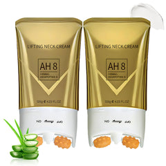 Peaq Skin crema reafirmante de cuello con rodillo para un contorno más definido.