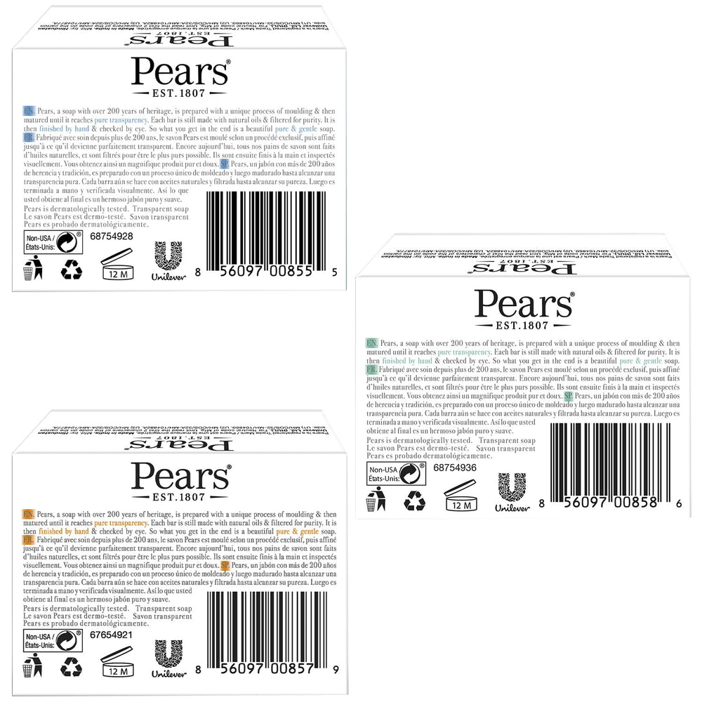 Pears jabón verde de glicerina con limón, aroma cítrico suave para piel sensible.