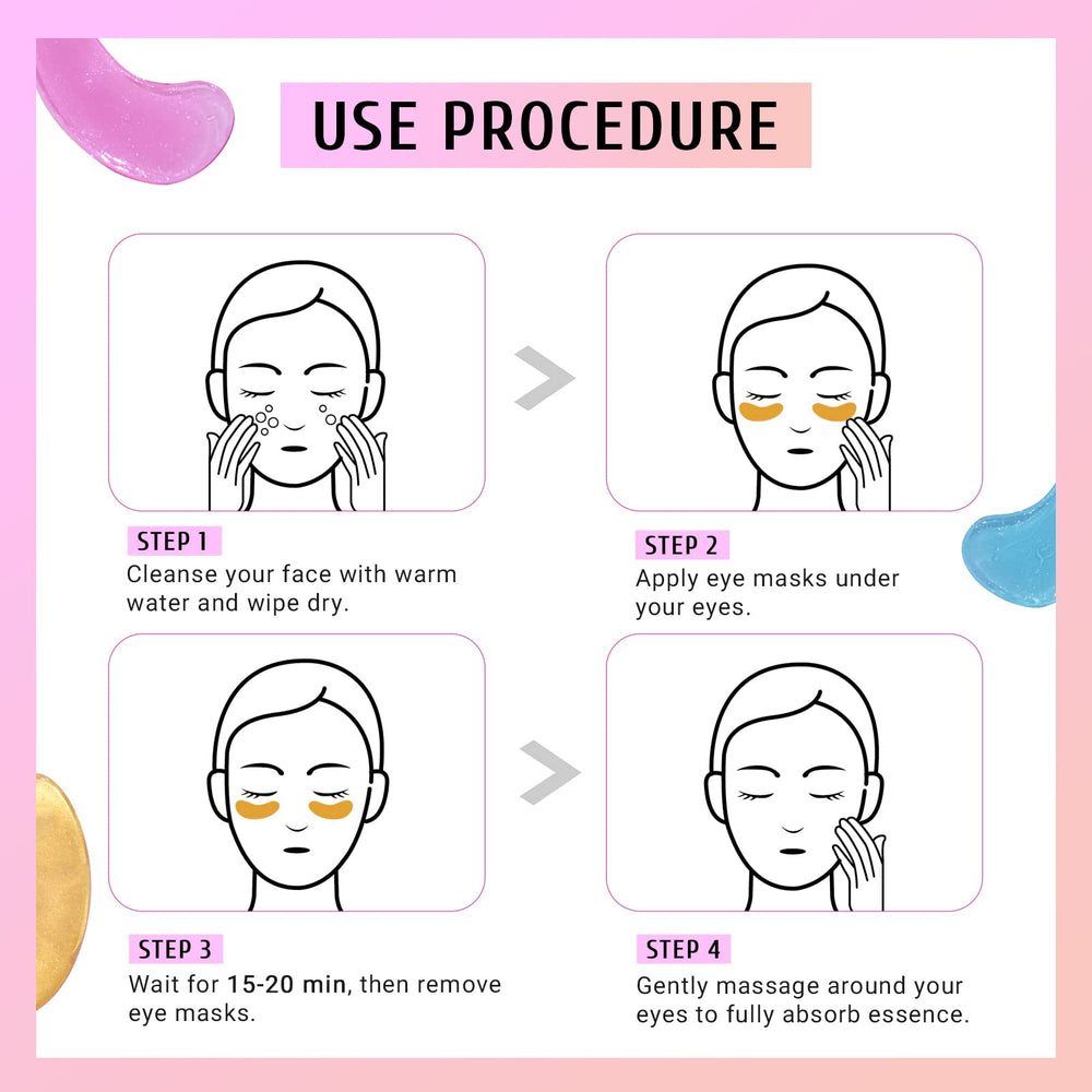 Parche ocular Peauamie con ingredientes activos para hidratación profunda.