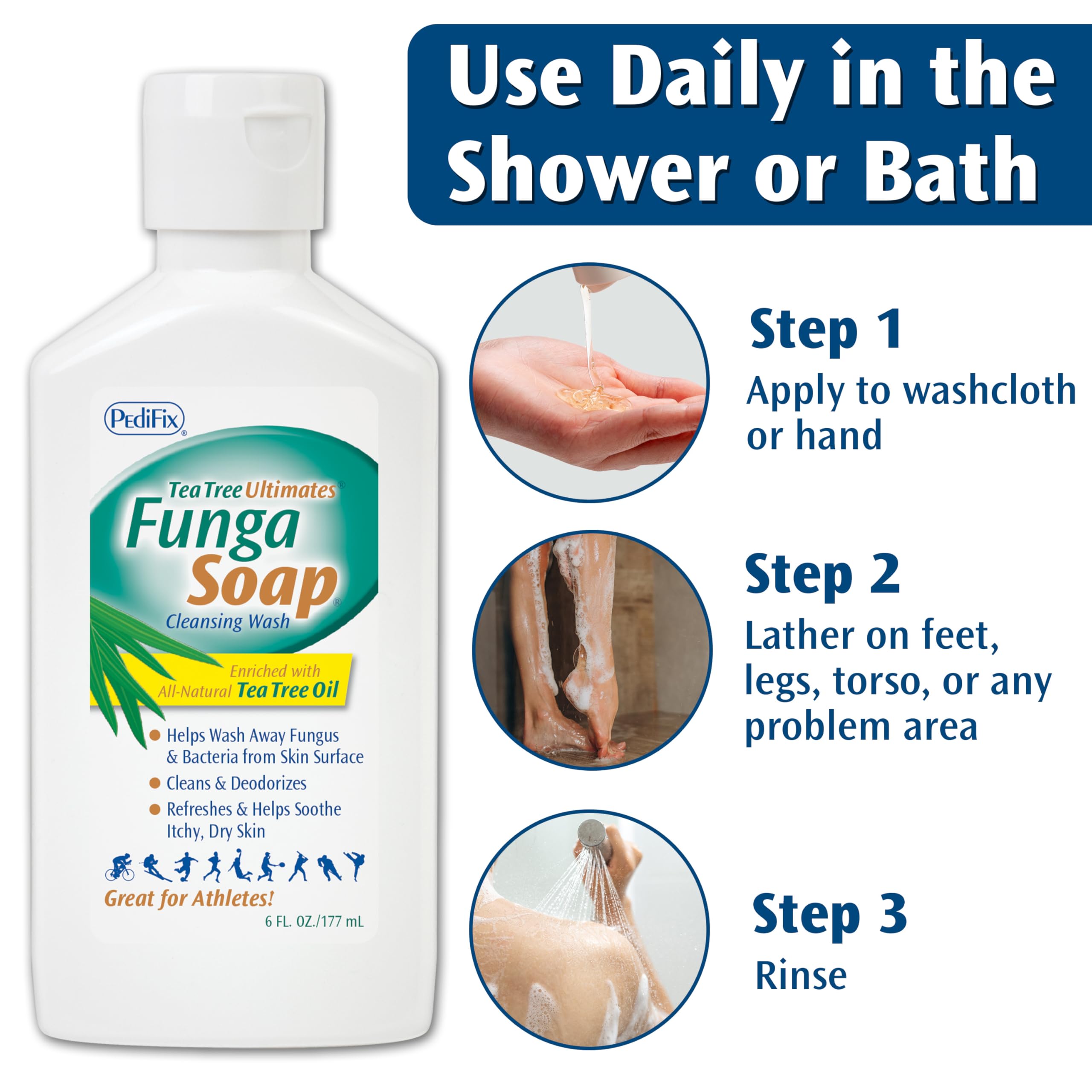 Pedifix Fungasoap: lavado espumoso para pies que aporta frescura.