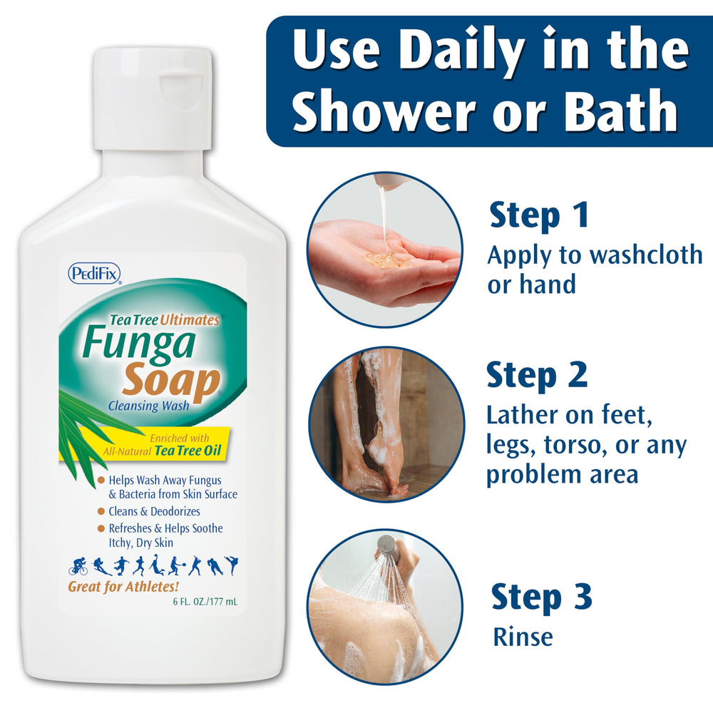 Pedifix Fungasoap: lavado espumoso para pies que aporta frescura.
