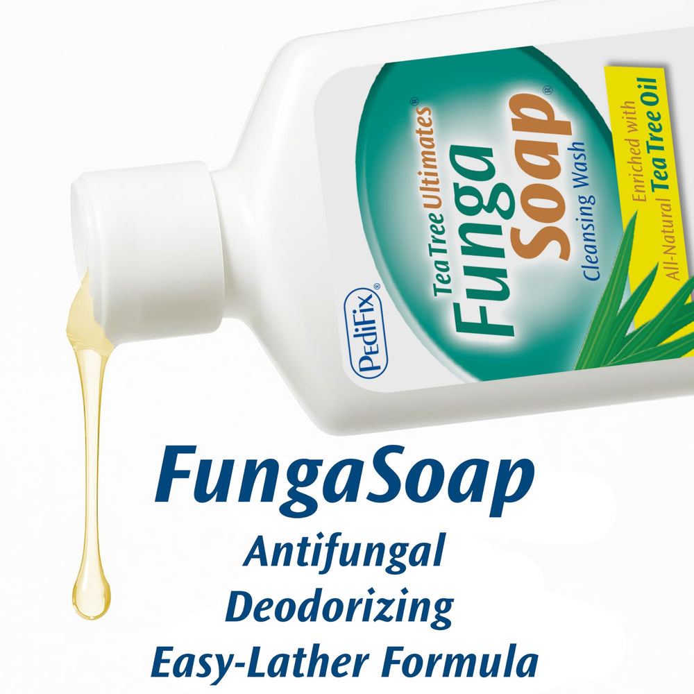 Pedifix Fungasoap: textura suave que cuida la piel tras la ducha.