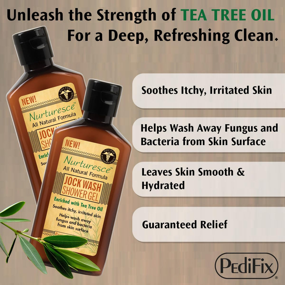 Pedifix Nurturesce, aceite de árbol de té realza el aroma herbal revitalizante.