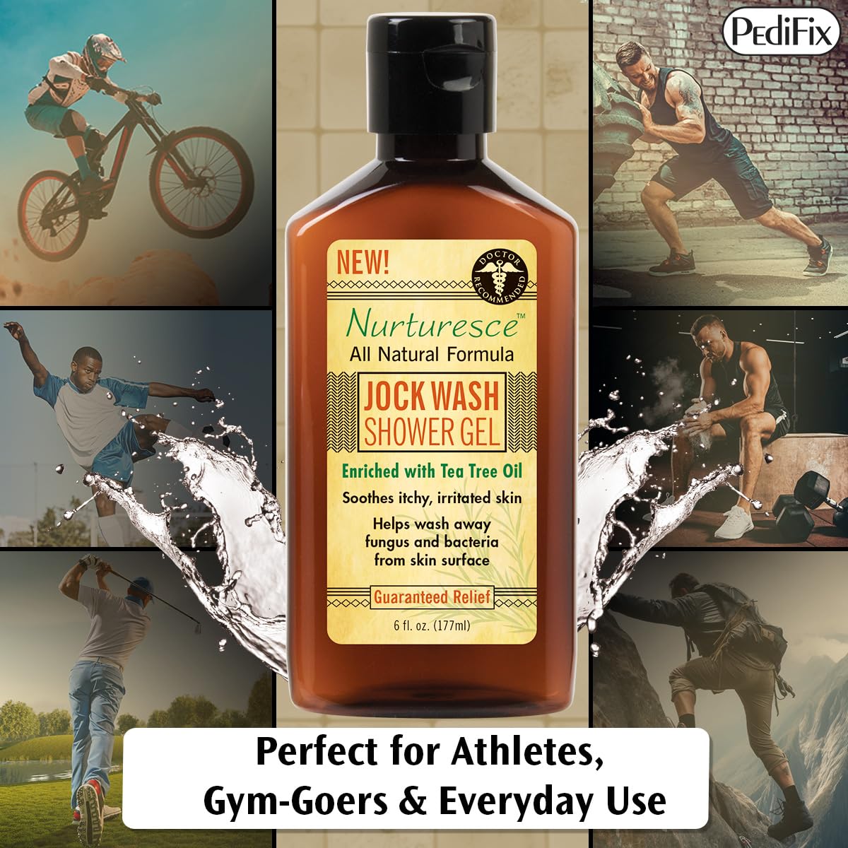 Pedifix Nurturesce, ideal para atletas, higiene post-entrenamiento confiable.