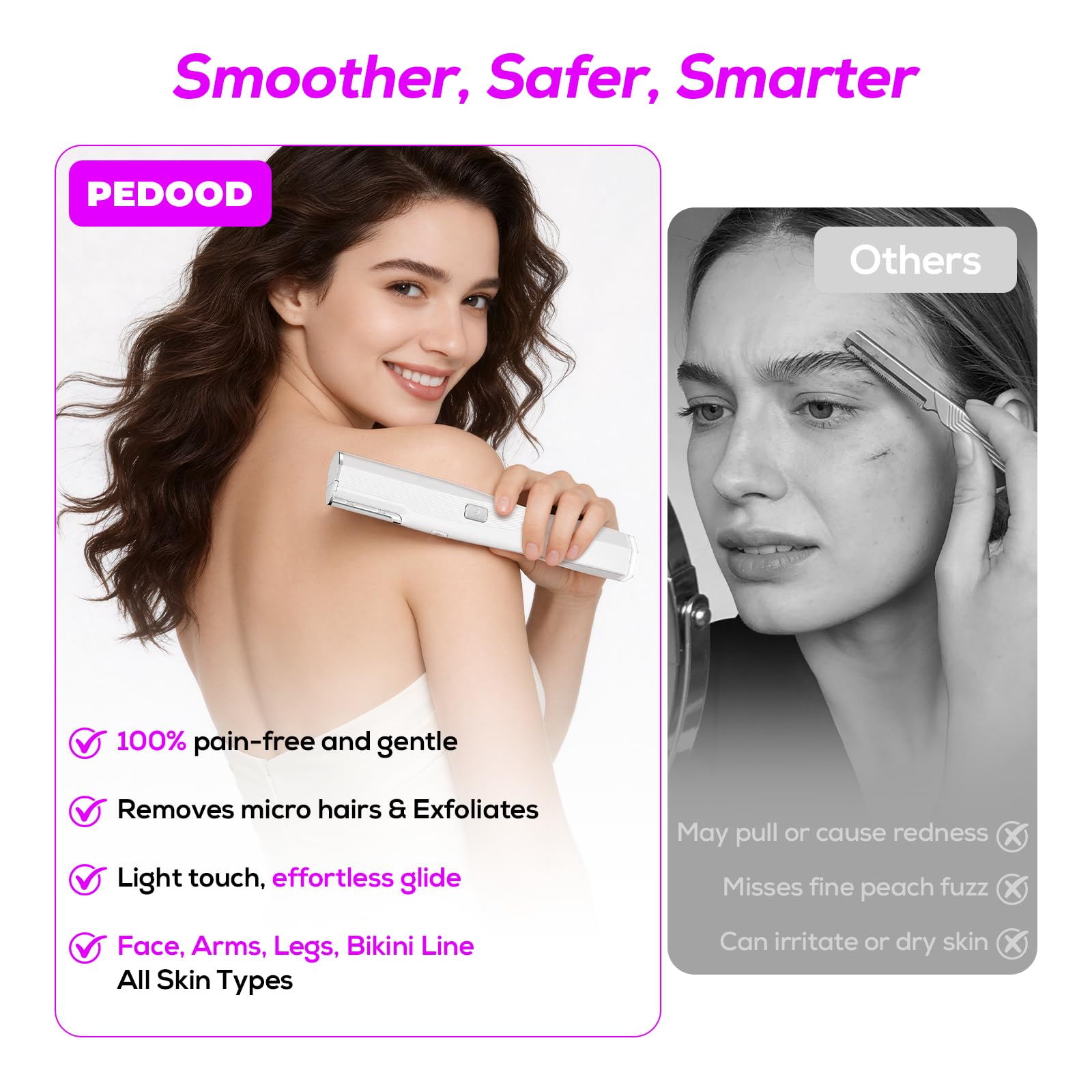 PEDOOD Dermaplane batterie portable et recharge rapide