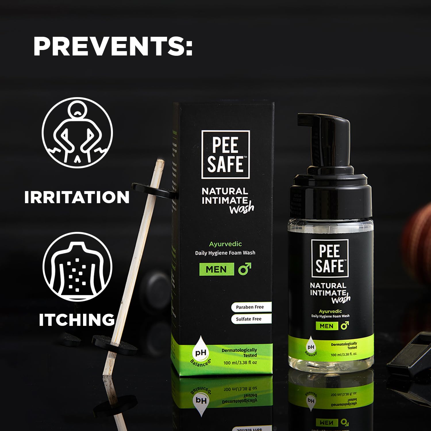 Pee Safe Jabón íntimo masculino: ingrediente de árbol de té para apoyo natural.