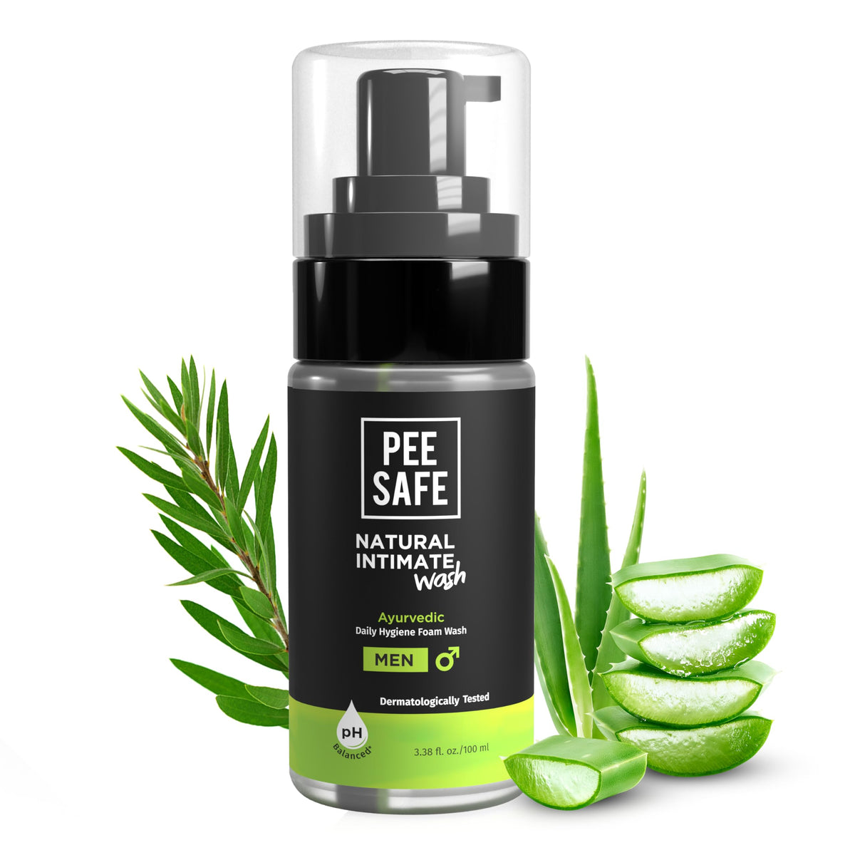 Pee Safe Jabón íntimo masculino: botella visible para cuidado diario.