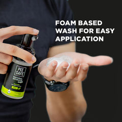 Pee Safe Jabón íntimo masculino: espuma cremosa para limpieza diaria.