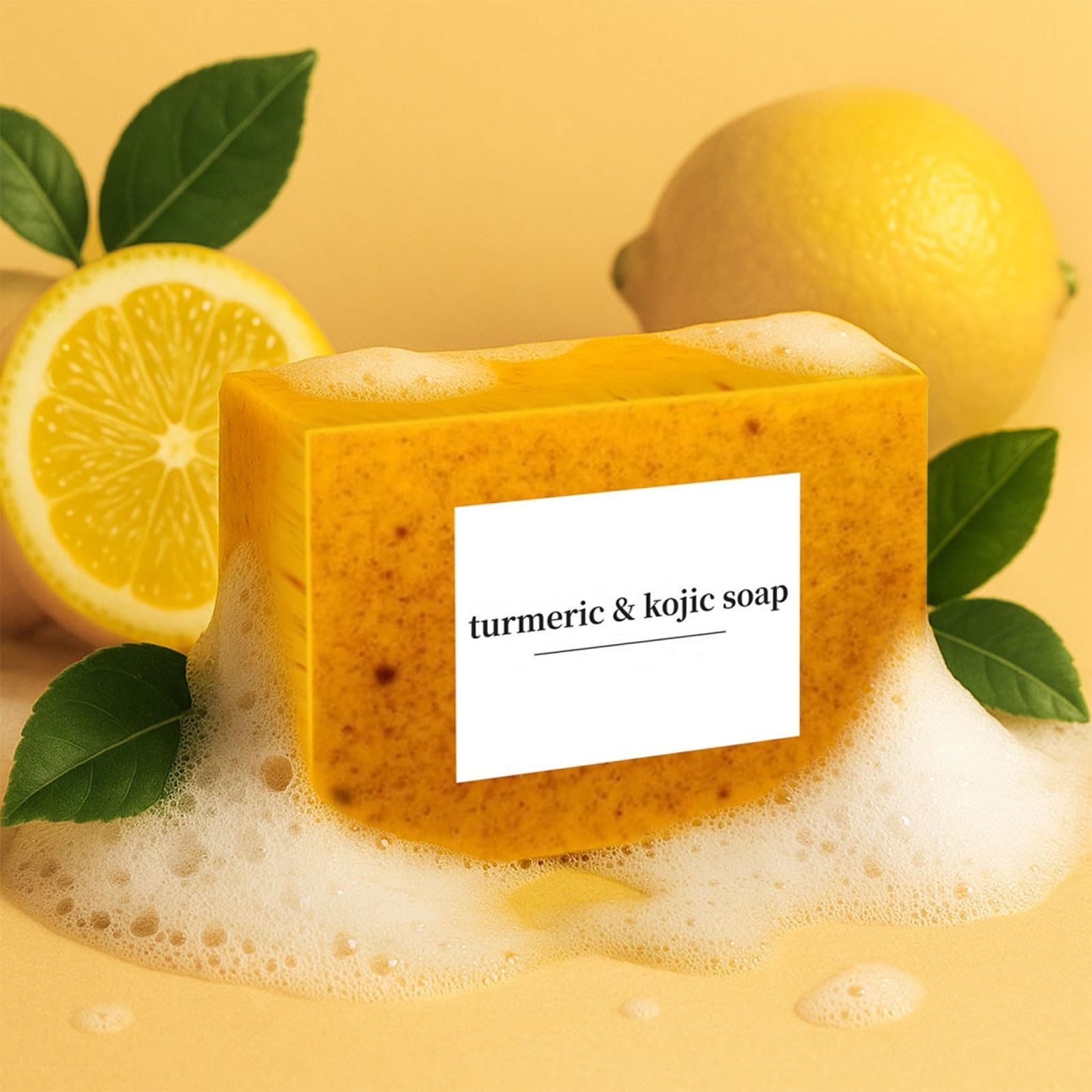Peehss Jabón de cúrcuma con aroma a limón para cuidado diario.