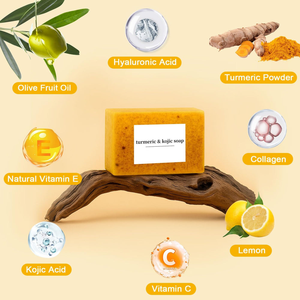 Peehss Jabón de cúrcuma con ingredientes naturales para la piel.