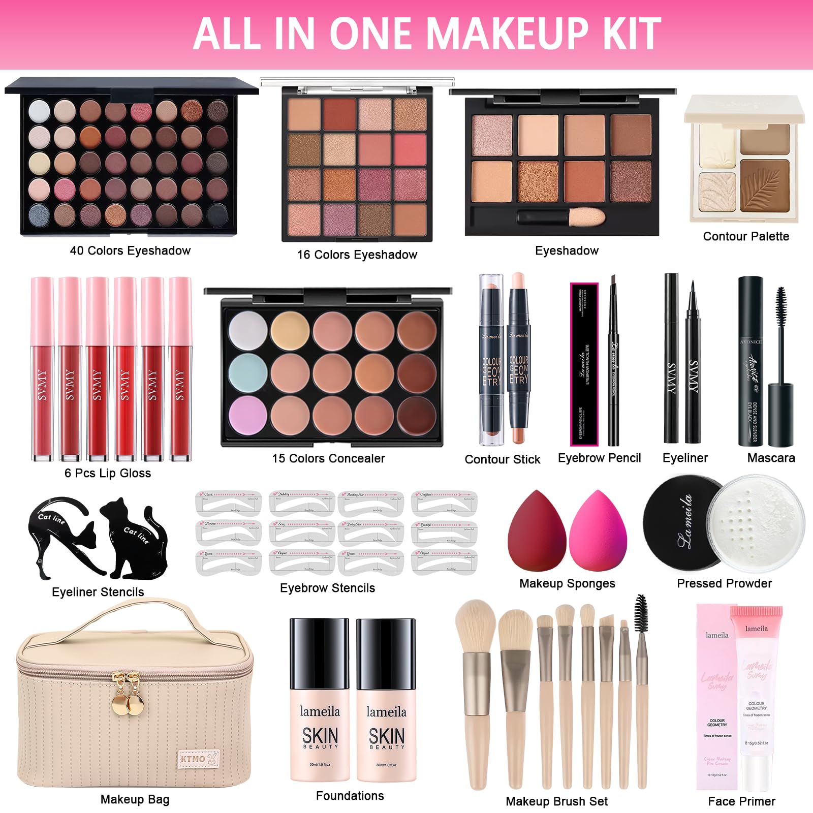 Peenice all-in-one makeup kit foundation collection shows skin-friendly formulas for even coverage