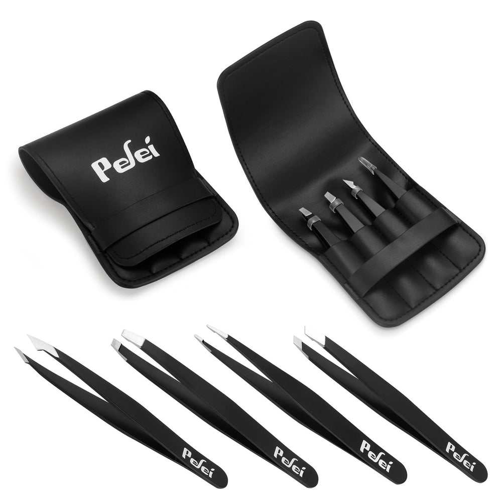 Pinzas de Pefei en estuche: uso cómodo para retoques diarios.