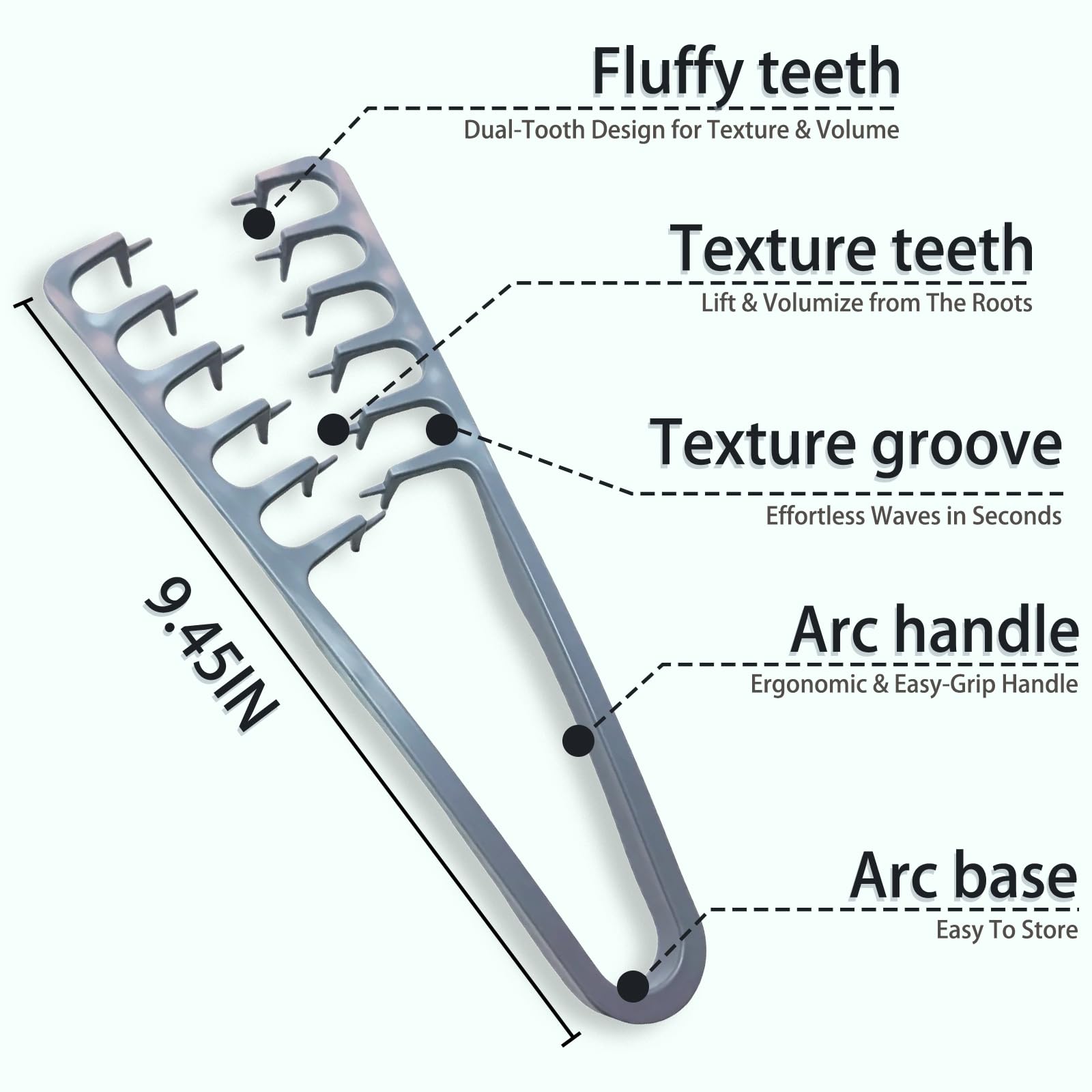 Dientes amplios del Peine Texturizante facilitan un peinado suave.