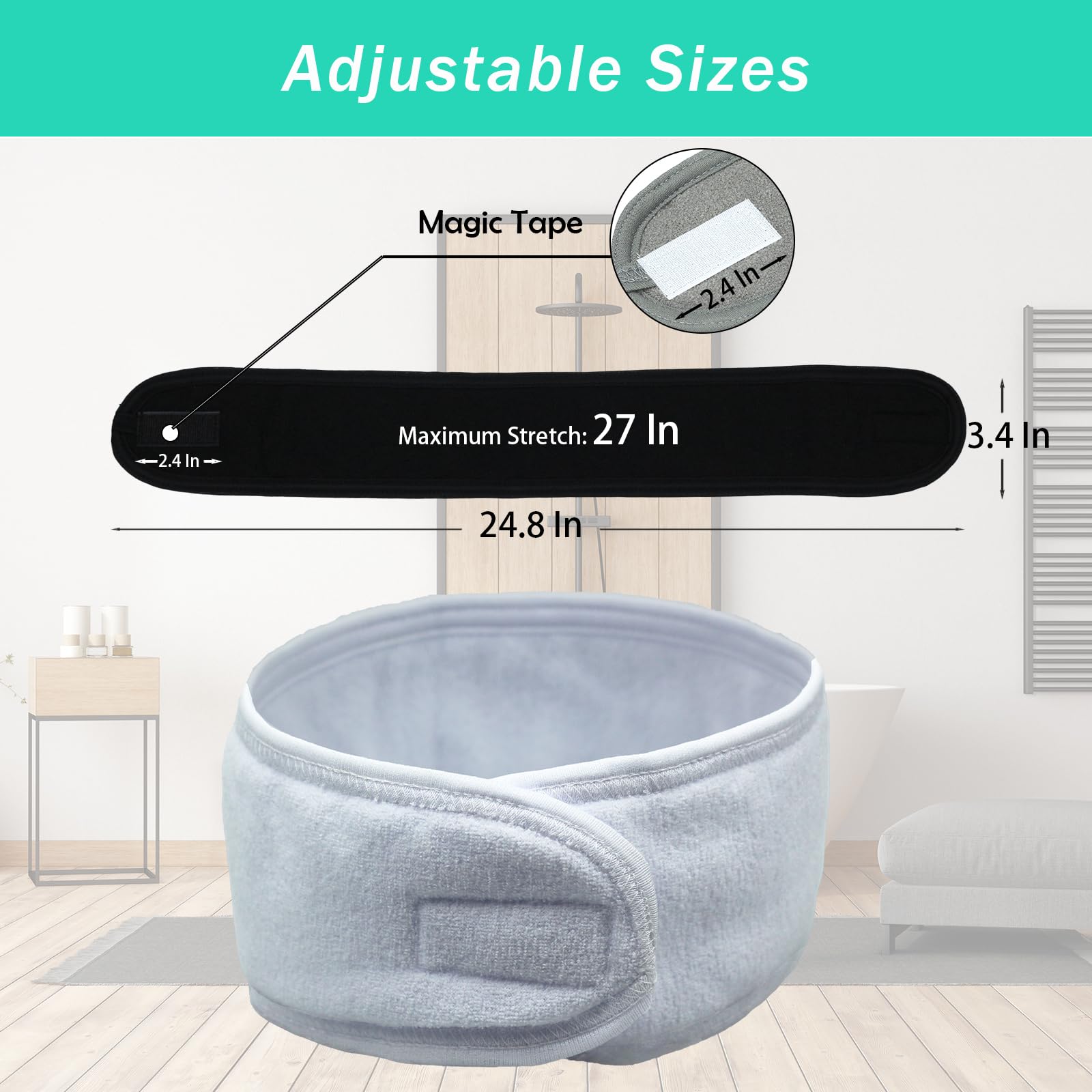 Pejnl banda de cabeza para ducha, tela suave y absorción eficiente.