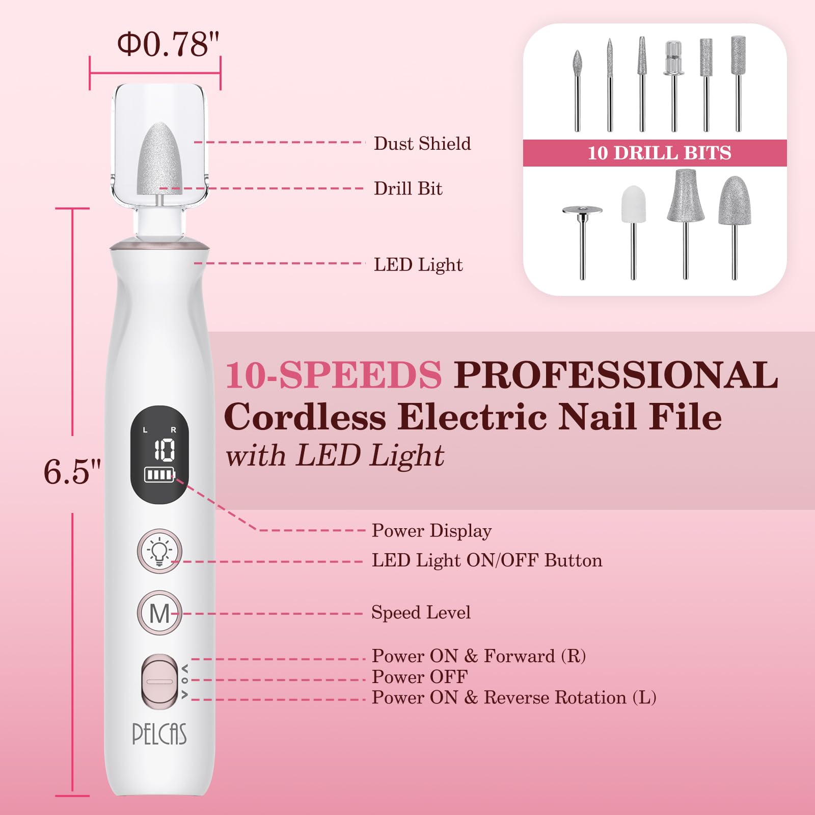 PELCAS conjunto profesional para uñas con 10 puntas, versatilidad