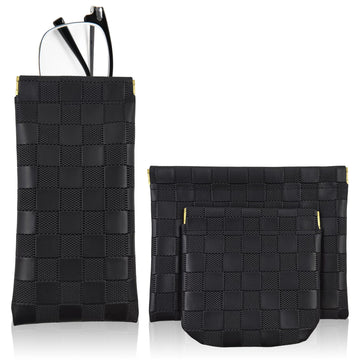 PENGJINYU set de tres bolsas de maquillaje negras para organización diaria