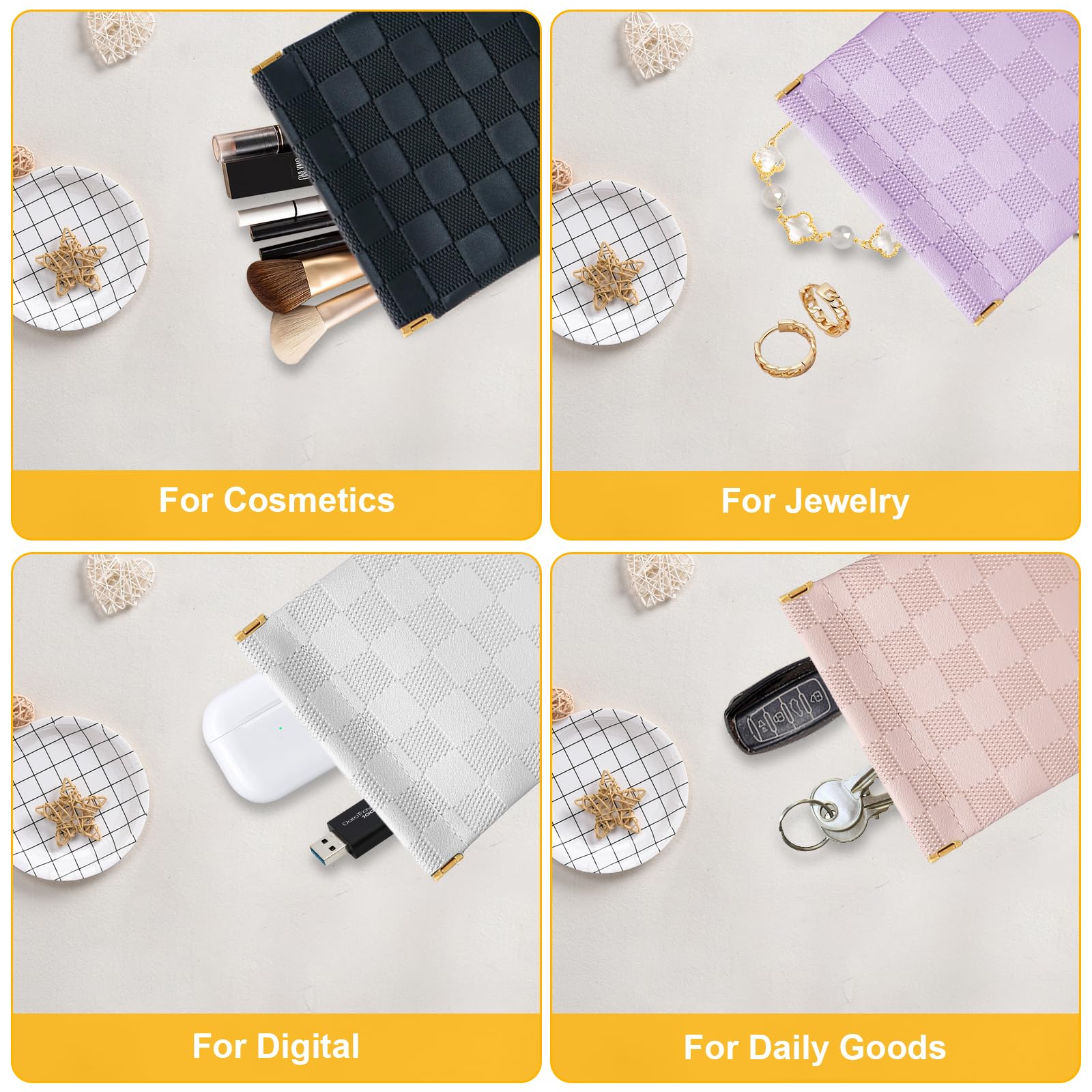 Estuche de maquillaje PENGJINYU morado, diseño compacto para bolsos pequeños